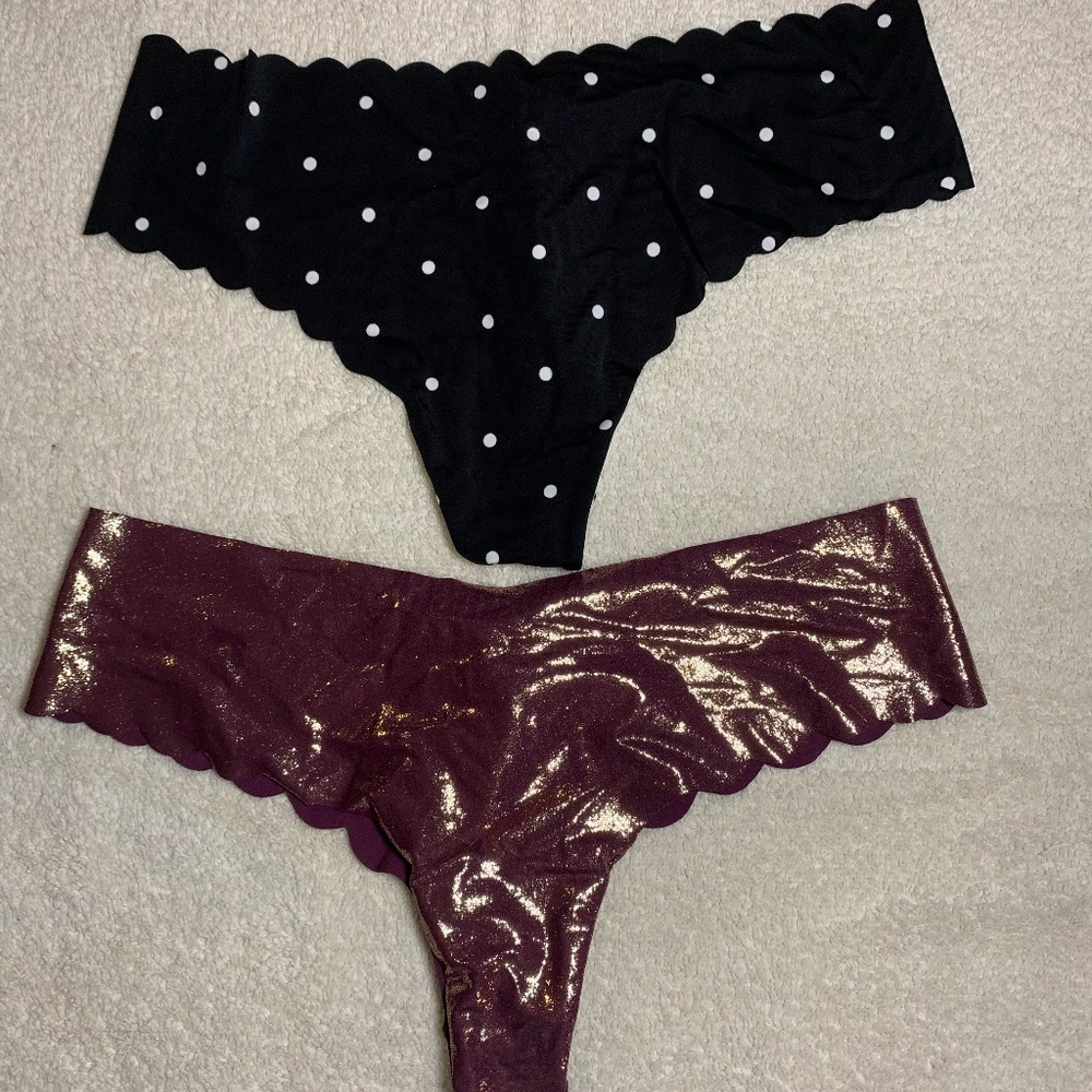 2 NWT Victorias Secret PINK seamless scalloped edge underwear